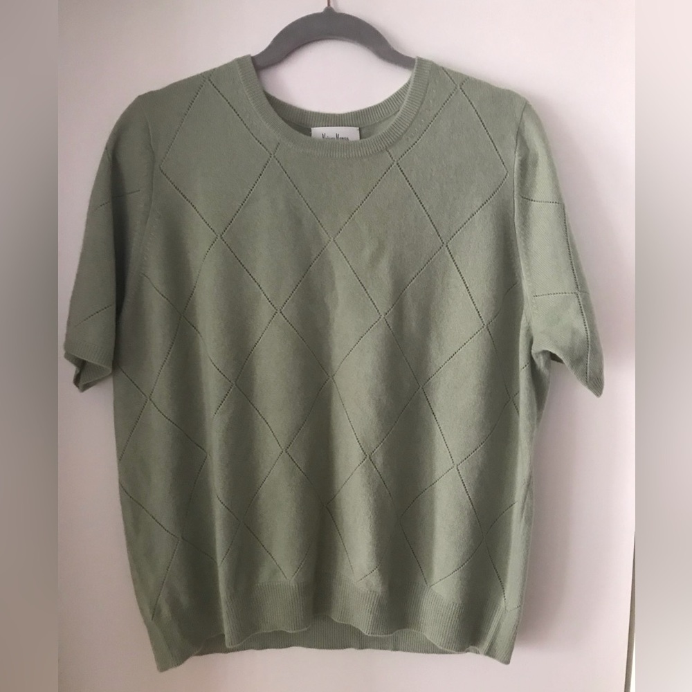 NWT Neiman Marcus Cashmere Short Sleeve Green Sweater SZ XL
